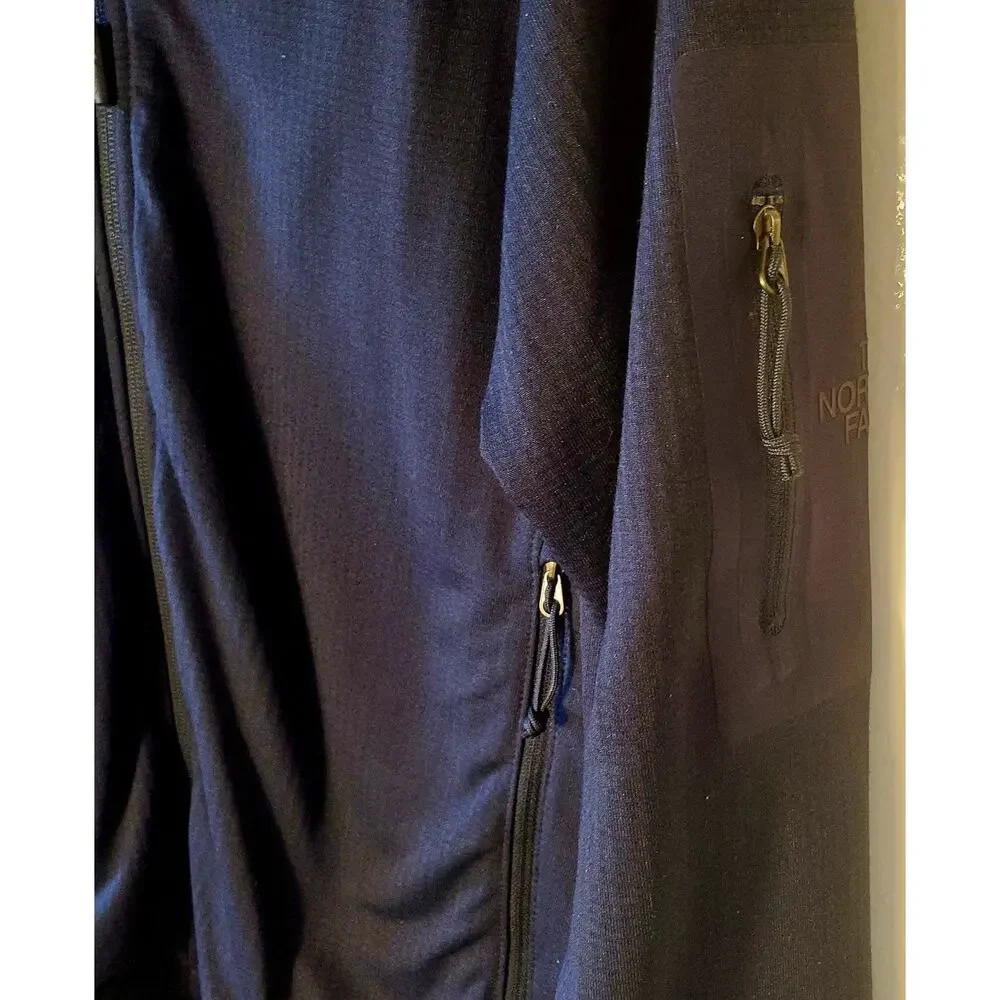 The North Face Full Zip Jacket Men Size Large Navy Blue Lightweight Logo EUC